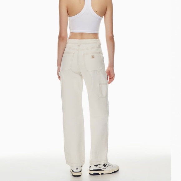 TNA Aritzia Women's Size 8 Greenwich Pant Carpenter Jeans White Tan Stitch READ - Picture 13 of 14